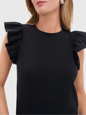 NWOT Tuckernuck Black Ruffle Sleeve Tee